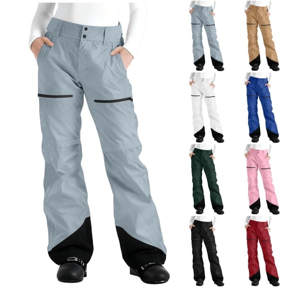 Women Snow Pants Waterproof Insulated Fleece Lined Skiing Pants for Snowboard Hiking Windproof Warm Pant with Pockets Black S