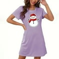 thumbnail image 1 of Women Snowman Night Gown Dresses Christmas Knee Length Dress Xmas Funny Short Sleeve Sleepwear Pajamas Gifts, 1 of 3