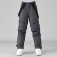 thumbnail image 1 of Women Snowsuit Adult Waterproof Snow Pants Mens Womens Winter Thicken Warm Skiing Snowboard Pants with Detachable Braces Overall Gray S, 1 of 5