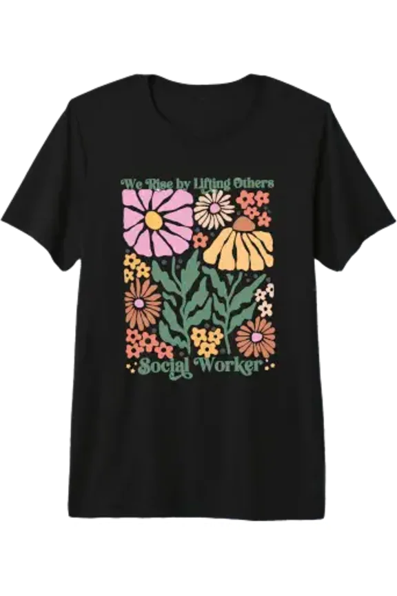 Women Social Worker Boho Floral We Rise by Lifting Others Tri-Blend T-Shirt