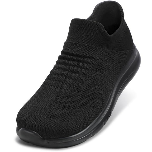 Women Sock Shoe Wide Toe Box Walking Shoes Non-Slip Comfort Mesh Fashion Sneakers, All Black, Size 8