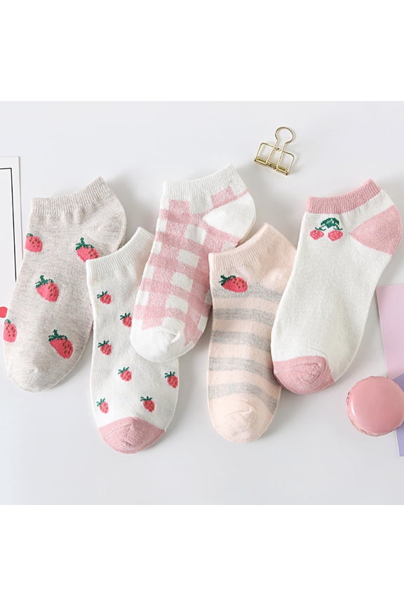 Women Socks Slippers Checkered Strawberry Cute Summer New Pattern Fashion Comfortable Socks