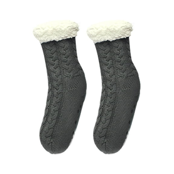 Women Socks, Stretchy Plush Liner Knitted Anti Slip Warm Socks for Autumn Winter 1 Pair
