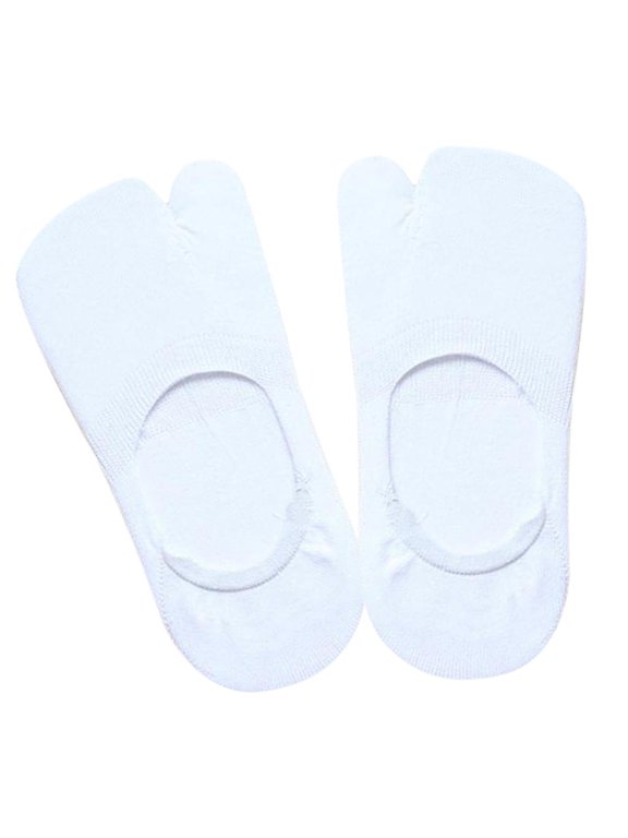 Women' Socks Tabi Two Toe Low Cut Flat Invisible Socks White