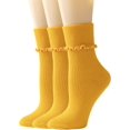 thumbnail image 1 of Women Socks, Women Ankle Socks, Lovely double needle solid color Lace edge relent lady socks 3pairs, 1 of 6