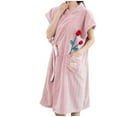 thumbnail image 1 of Women Soft Absorbent Fleece Bathrobe Cute Flower Print Short Sleeve Plush Robe Nightgown for Spa Bath Towel, 1 of 3