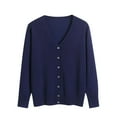 thumbnail image 1 of Women Soft Cardigans Lightweight Casual Button Up Knitted Sweaters Outerwear Long Sleeve Fall Spring Coats, Navy 3XL, 1 of 4