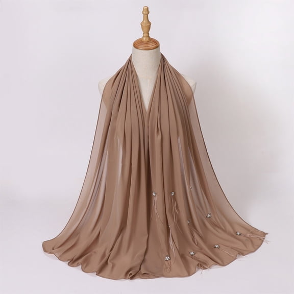 Women Soft Chiffon Rhinestone Long Scarf Shawl Fashion Hijab Head Wrap Scarves Capes for Women Dressy Flapper Shawl Warm Wraps for Women Formal Scarf Women Wrap Shawl Warm Cloak Women Wraps And Shawls