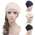 thumbnail image 1 of Women Soft Comfy Beanie Flower Design Keep Warm Breathable Hat Sleep Caps Daily Wear, 1 of 8