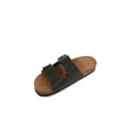 thumbnail image 1 of Women Soft Cork Cushioned Footbed PU Leather Double Strap Slider Sandal (PU Black/ 8), 1 of 4