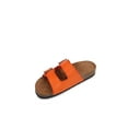 thumbnail image 1 of Women Soft Cork Cushioned Footbed PU Leather Double Strap Slider Sandal (Premium PU Orange/ 7), 1 of 4