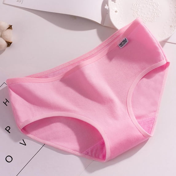 Women Soft Cotton Panties Candy Color Underwear Mid-waist Breathable Briefs