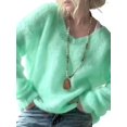 thumbnail image 1 of Women Soft Deep V Neck Drop Shoulder Lantern Long Sleeve Oversized Lazy Fit Solid Knit Sweater Green XL, 1 of 8