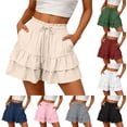 thumbnail image 1 of Women Soft Fabric Elastic Waist Casual Summer Shorts with Pockets, Relaxed Fit Comfortable Stretchy Mid Rise, Tummy Control Side Pockets Easy Care, For Daily Errands, Vacation, 1 of 8