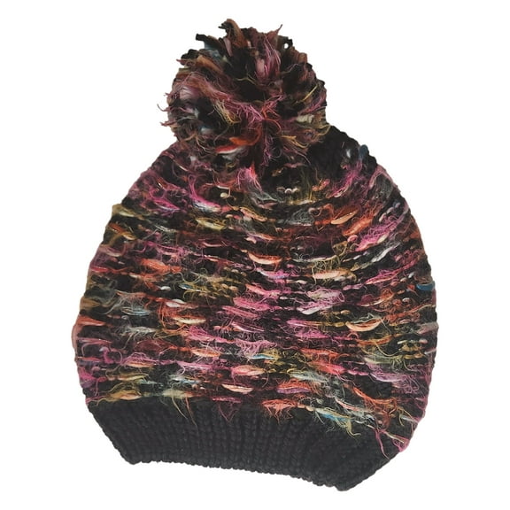 Women Soft Fuzy Black Pink Purple Green Gold Orange Beanie Stocking Cap Hat