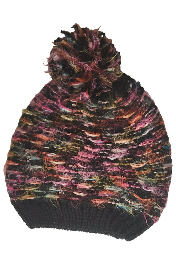 Women Soft Fuzy Black Pink Purple Green Gold Orange Beanie Stocking Cap Hat