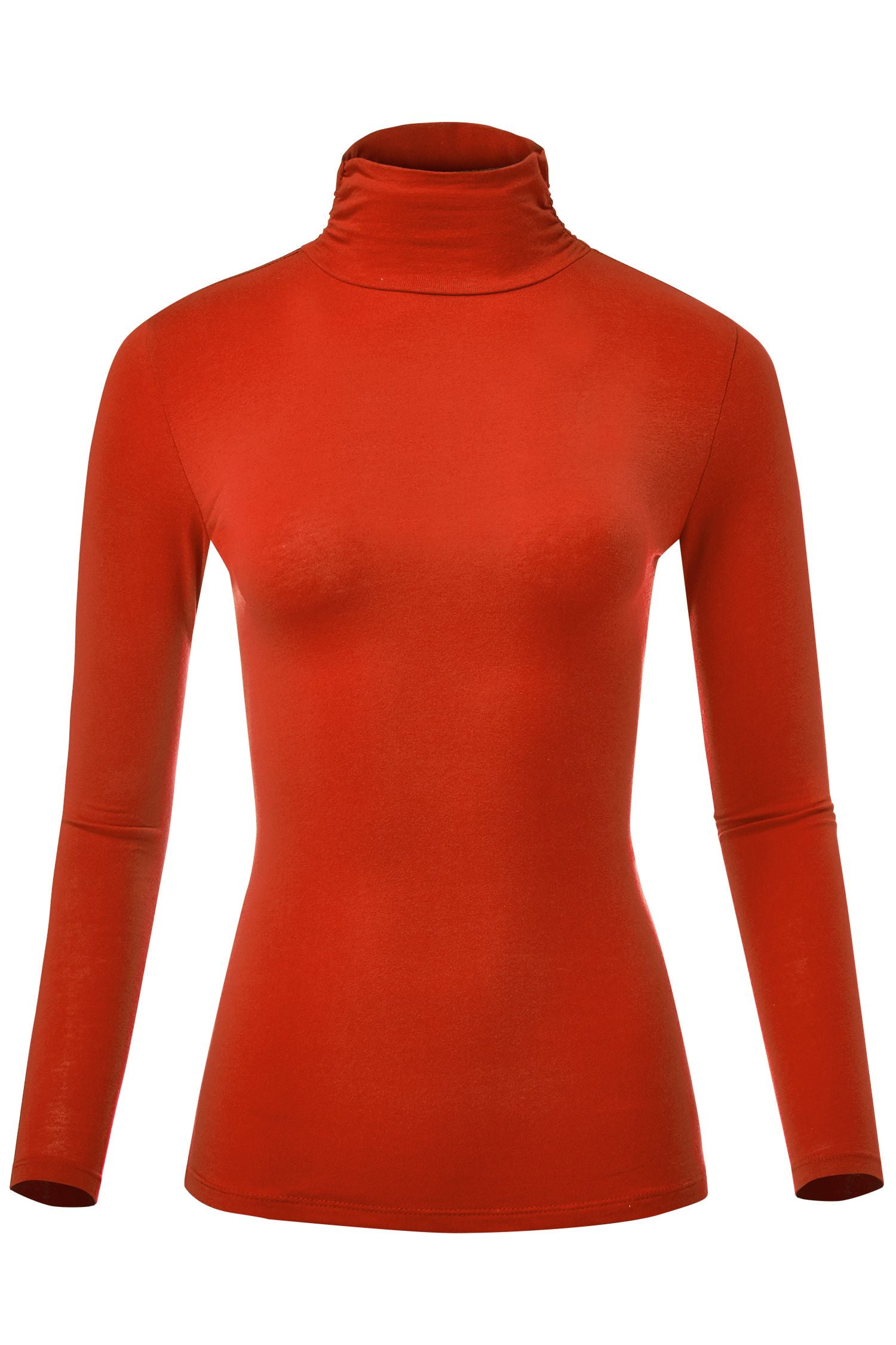 Walmart Women's Fitted Cotton Turtleneck Shirt, Soft Long Sleeve - Main Image