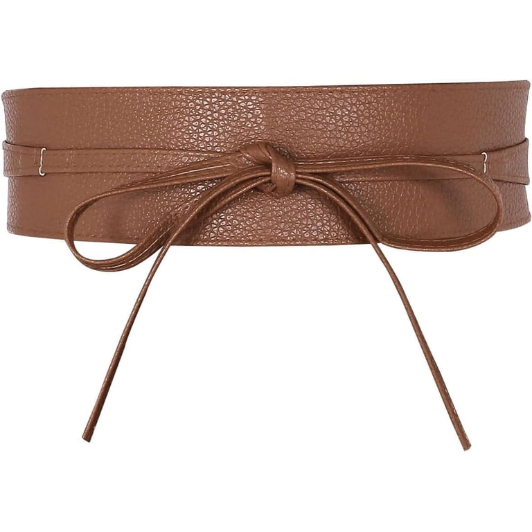 Women Soft PU Leather Obi Belt Self Tie Wrap Cinch Belt  display picture 1