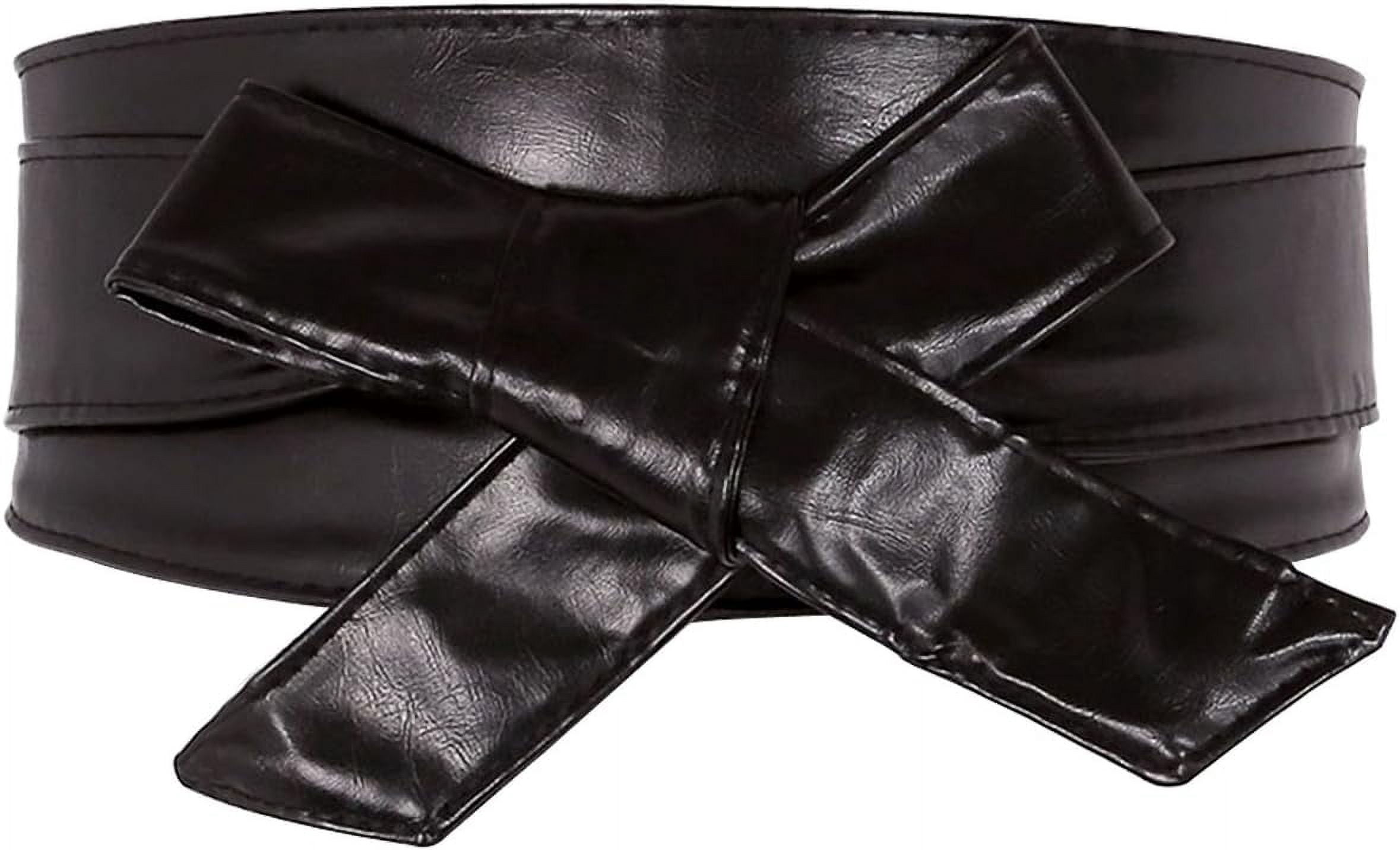 Women Soft PU Leather Obi Belt Self Tie Wrap Cinch Belt 