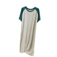 thumbnail image 1 of Women Soft Raglan Short Sleeve Nightgowns Modal Crew Neck Wicking Sleep Shirts Comfy Colorblock Sleepwear, 1 of 5