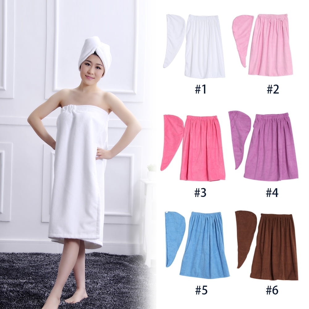 Women Soft Spa Bath Body Wrap Set Towel Bathrobe With Fast Dry Hair Drying Cap Bath Towel Wrap Spa Wrap Towel Walmart