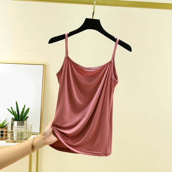 Women Soft Strap Camisole Tank Top Comfortable Layering All Season Basic Undershirt Home Casual Wear, XL, Pink