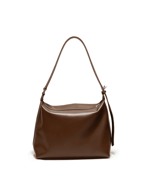 Women Soft Vegan Leather Shoulder Handbag, Casual Tote Bag Handle travel college work handbag handbag, Brown