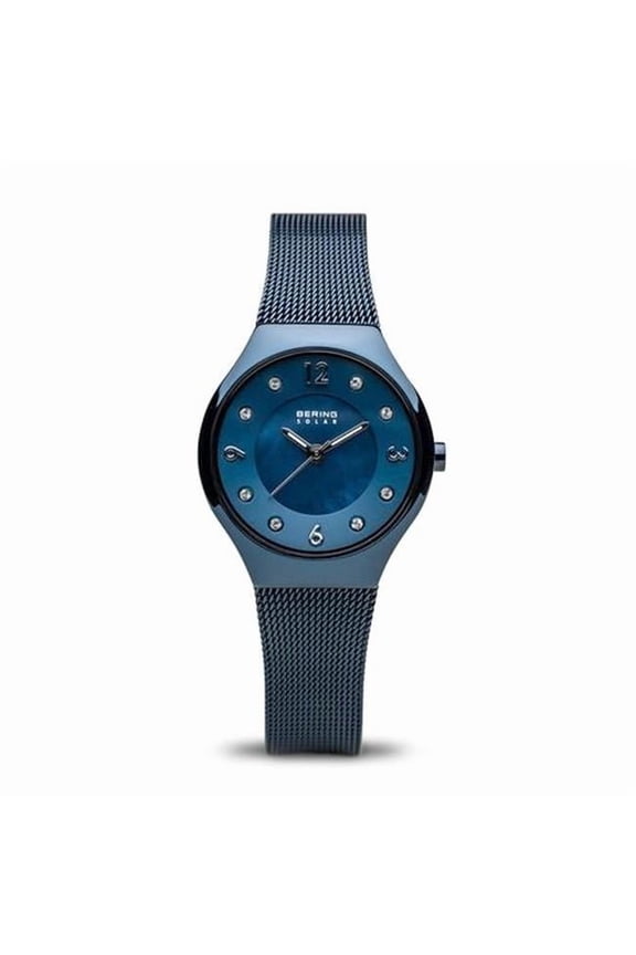Women Solar Time Slim Watch, Polished Blue