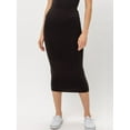thumbnail image 1 of Women Solid Basic Casual Stretch Elastic Waist Bodycon Midi Pencil Skirt, 1 of 5
