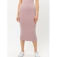 thumbnail image 1 of Women Solid Basic Casual Stretch Elastic Waist Bodycon Midi Pencil Skirt, 1 of 5