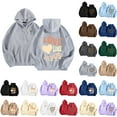 thumbnail image 1 of Women Solid Basic Letter Loose Hoodie Sweatshirt Long Sleeve Kangaroo Pocket Drop Shoulder Pullovers Top Blue XXXXL, 1 of 1