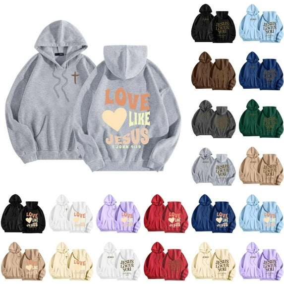Women Solid Basic Letter Loose Hoodie Sweatshirt Long Sleeve Kangaroo Pocket Drop Shoulder Pullovers Top Dark Gray M