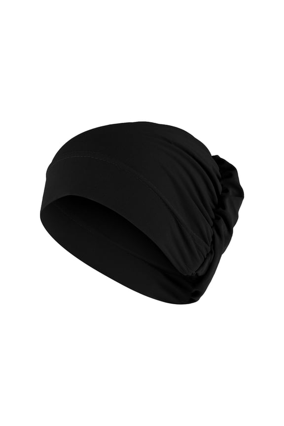 Women Solid Beading Hat Ruffle Cancer Chemo Wrap Cap Scarf Set