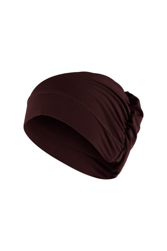 Women Solid Beading Hat Ruffle Cancer Chemo Wrap Cap Scarf Set