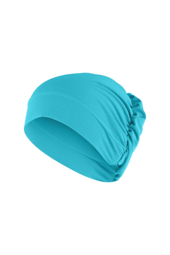 Women Solid Beading Ruffle Cancer Chemo Hat Wrap Cap Scarf Set, M, A