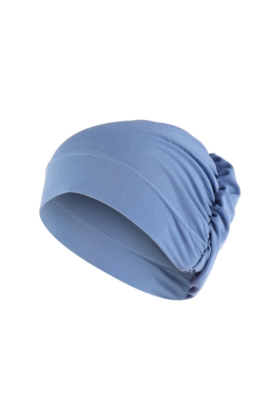 Women Solid Beading Ruffle Cancer Chemo Hat Wrap Cap Scarf Set, M, E