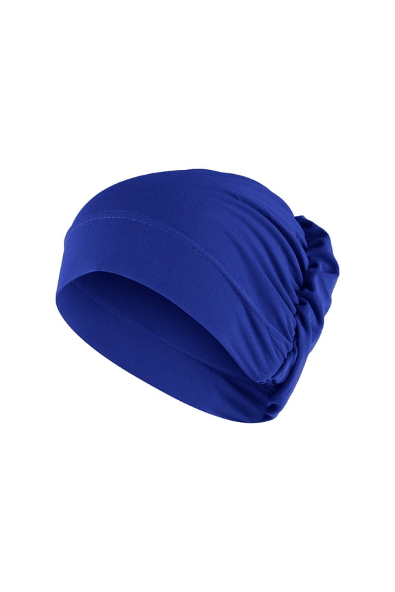 Women Solid Beading Ruffle Cancer Chemo Hat Wrap Cap Scarf Set, M, F