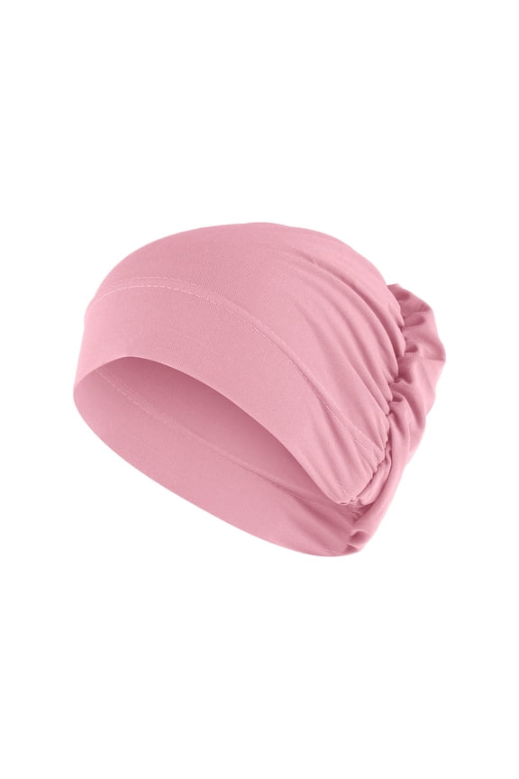 Women Solid Beading Ruffle Cancer Chemo Hat Wrap Cap Scarf Set, M, G