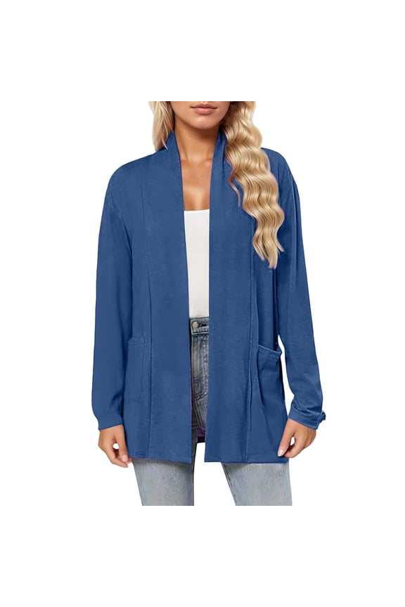 Women Solid Casual Cardigan with A Front Pocket Long Sleeved Loose and Thin Design Womens Cardigans Leopard Print Leopard Print Cardigan Lightweight Sweaters for Women Summer Sweaters Jacket