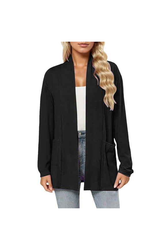 Women Solid Casual Cardigan with A Front Pocket Long Sleeved Loose and Thin Design Womens Cardigans Leopard Print Leopard Print Cardigan Lightweight Sweaters for Women Summer Sweaters Jacket