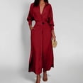 thumbnail image 1 of Women Solid Casual Tie Waist Long Sleeve Deep V Neck Dress Casual Maxi Dress for Women Dresses for Casual Dresses for Beaches Shirt Dress Women plus Size Summer Dress for Women Casual Maxi Dresses for, 1 of 4