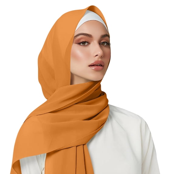 Women Solid Chiffon Hijab, Long Flowy Modest Head Wrap Scarf