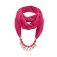 thumbnail image 1 of Women Solid Chiffon Necklace Scarf, Elegant Pearl Crystal Beaded Pendant Decor Lightweight No-Tie Jewelry Neck Wrap Fashion Accessory for Daily Outfits, 1 of 1