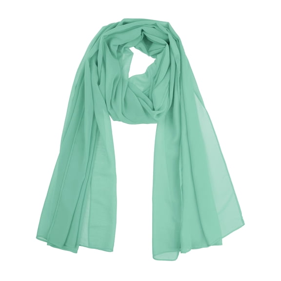 INSPIRE CHIC Women's Solid Chiffon Scarf Lightweight Soft Sheer Long Head Wrap Shawl Scarves Aquamarine Green 68.9x27.6 inches