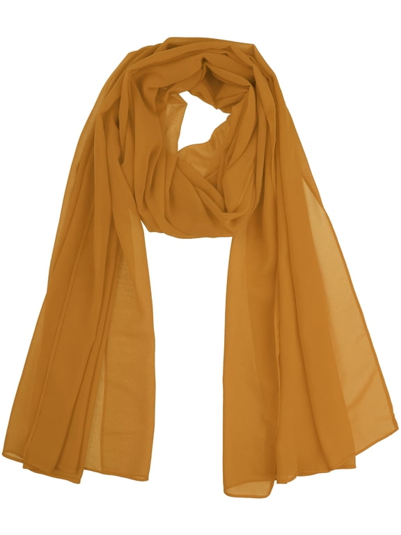 Women's Halloween Solid Chiffon Scarf Lightweight Soft Sheer Long Head Wrap Shawl Scarves Dark Orange 68.9x29.5 inches