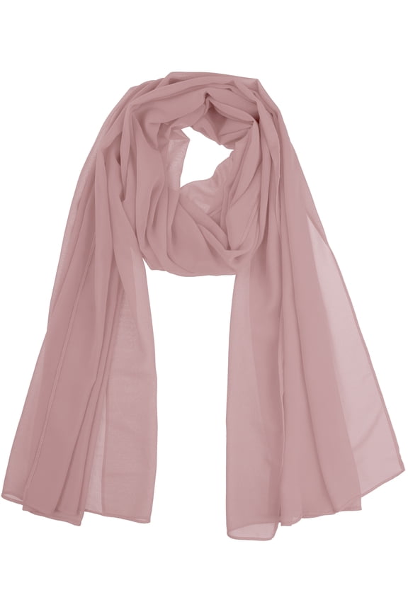 Women's Solid Chiffon Scarf Lightweight Soft Sheer Long Head Wrap Shawl Scarves Dusty Pink 68.9x27.6 inches