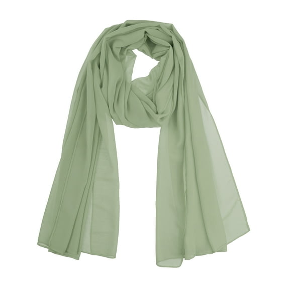INSPIRE CHIC Women's Solid Chiffon Scarf Lightweight Soft Sheer Long Head Wrap Shawl Scarves Grey Green 68.9x27.6 inches