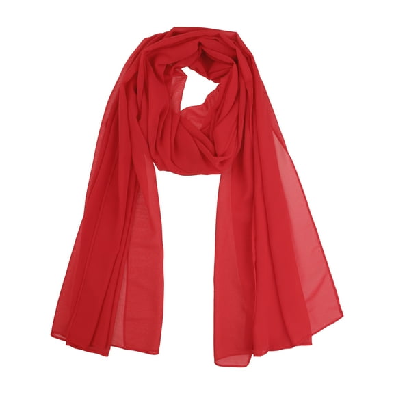 INSPIRE CHIC Women's Solid Chiffon Scarf Lightweight Soft Sheer Long Head Wrap Shawl Scarves Red 68.9x27.6 inches