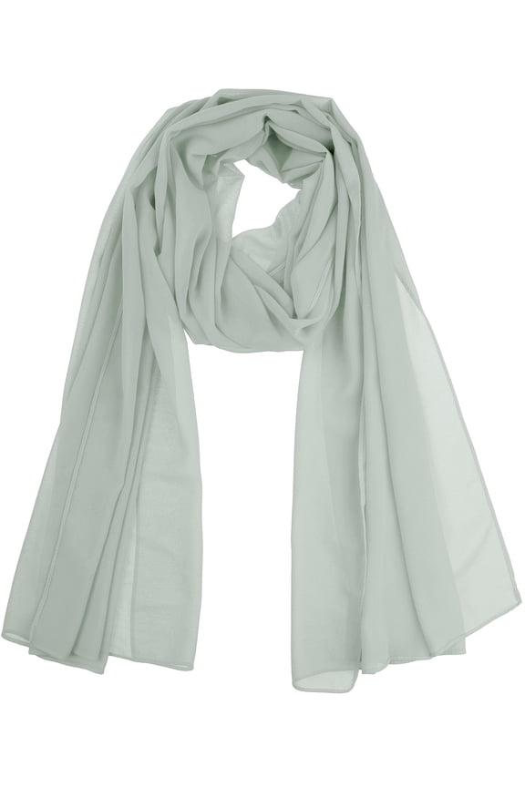 Women's Solid Chiffon Scarf Lightweight Soft Sheer Long Head Wrap Shawl Scarves Light Grey Green 68.9x29.5 inches