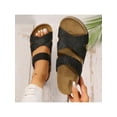 thumbnail image 1 of Women Solid Color Braided Sole Cork Footbed Comfortable Beach Walking Sandals, 1 of 11